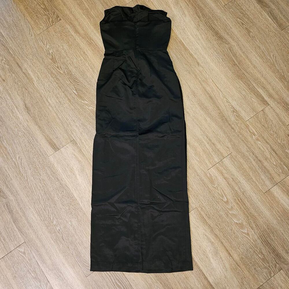 HOUSE OF CB 'Adrienne' Black Satin Strapless Gown - Picture 3 of 4